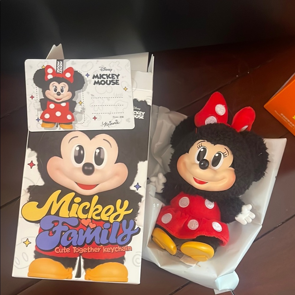 Mickey Mouse Family Minnie Plush Keychain - Red and Black
